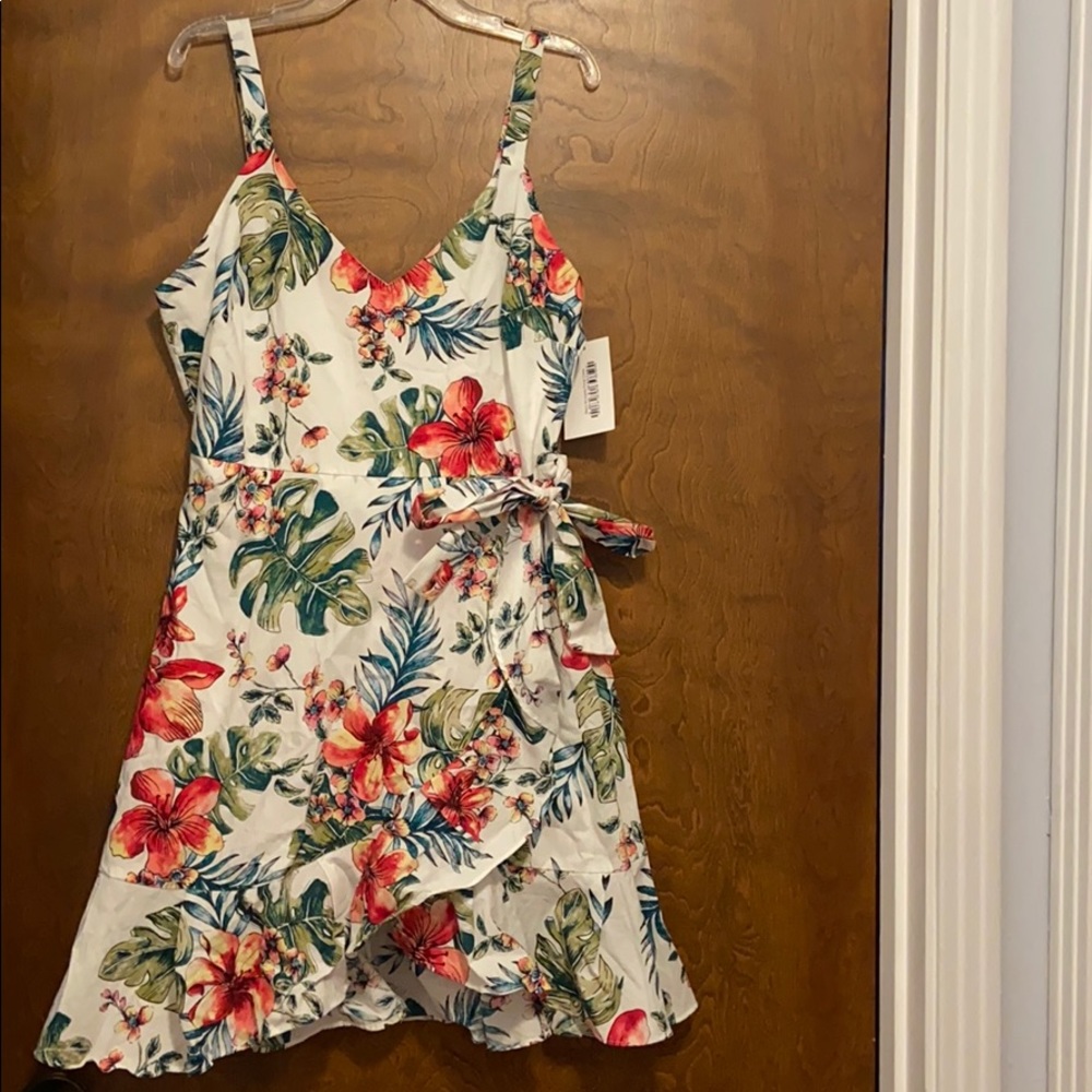 Lush size LARGE tropical floral print dress.